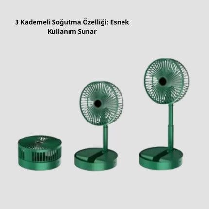 Katlanabilir Mini Fan – 3 Kademeli Soğutma, Şarjlı