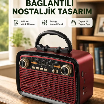 Bluetooth Bağlantılı Taşınabilir Hoparlör – FM/AM Radyo Özellikli, Şarj Edilebilir Batarya, 1 kg