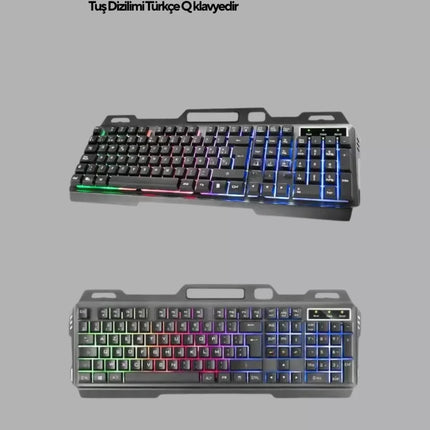 Gaming Set Işıklı Klavye Mouse + Bluetooth 5.2 Kulaklık Oyuncu Paketi