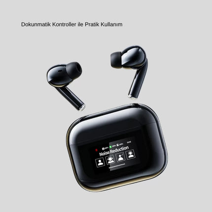 Aktif Gürültü Engelleme (ANC) Kablosuz Bluetooth Kulaklık – Dijital Ekranlı, Dokunmatik ve Uzun Pil Ömürlü