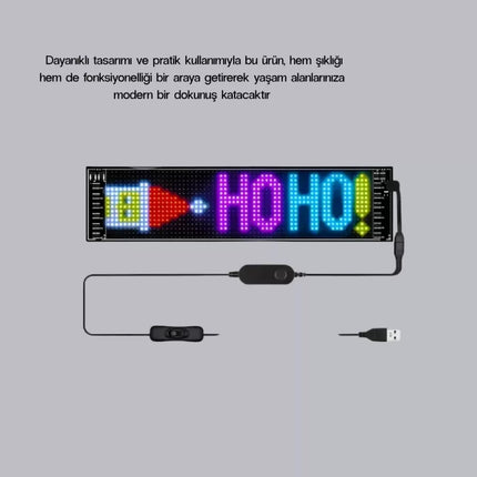 RGB LED Panel – Mobil Uyumlu, Yazı ve GIF Destekli, USB Bağlantılı Dekoratif Ekran