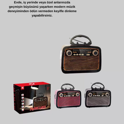 Bluetooth’lu LED Işıklı Nostaljik Müzik Kutusu – Ahşap Dokulu, Vintage Tasarım ve Yüksek Ses Kalitesi