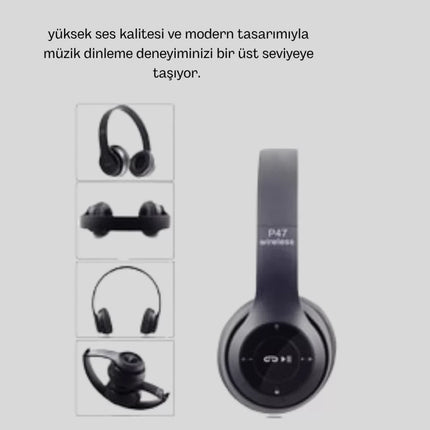 Kablosuz Bluetooth Kulaklık – TF Kart, AUX, Mikrofonlu, Suya Dayanıklı, 10m Menzil