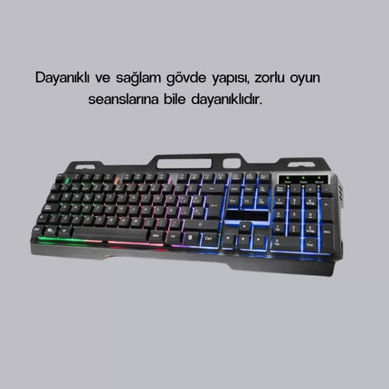 Profesyonel Oyuncu Klavye Mouse Seti – RGB Işıklı, Türkçe Q, DPI Ayarlı, Dayanıklı Gövde