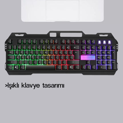 Profesyonel Oyuncu Klavye Mouse Seti – RGB Işıklı, Türkçe Q, DPI Ayarlı, Dayanıklı Gövde
