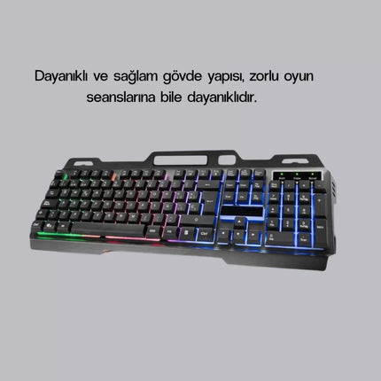 RGB Işıklı Oyuncu Klavye Mouse Seti – Türkçe Q, Ayarlanabilir DPI, Ergonomik ve Dayanıklı Tasarım