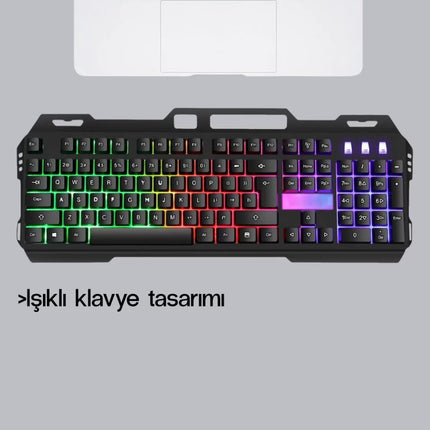 RGB Işıklı Oyuncu Klavye Mouse Seti – Türkçe Q, Ayarlanabilir DPI, Ergonomik ve Dayanıklı Tasarım