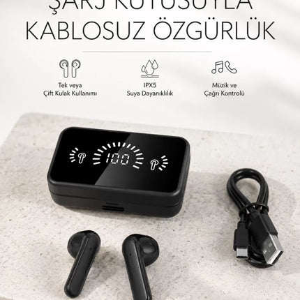 Bluetooth 5.1 Destekli  bluetooth kulaklık – ANC ve Stereo Sesli