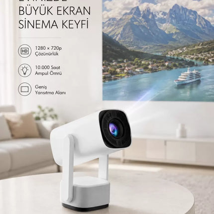 720p HD Projeksiyon Cihazı – Uzun Ömürlü Ampul, Canlı Renkler ve Evde Sinema Keyfi