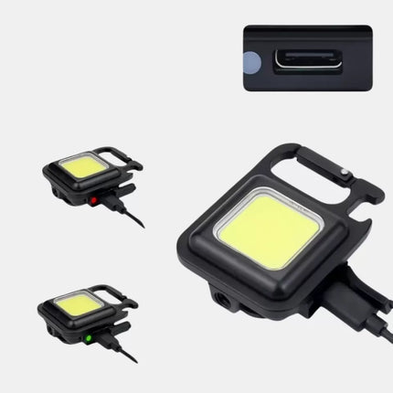 Şarjlı COB LED Anahtarlık Fener – 4 Modlu, Manyetik ve Katlanabilir Standlı Yeni Nesil