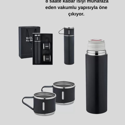 500 ml Paslanmaz Çelik Termos Seti – Sızdırmaz, Vakumlu, Isı Koruma Özellikli, Taşınabilir Termos