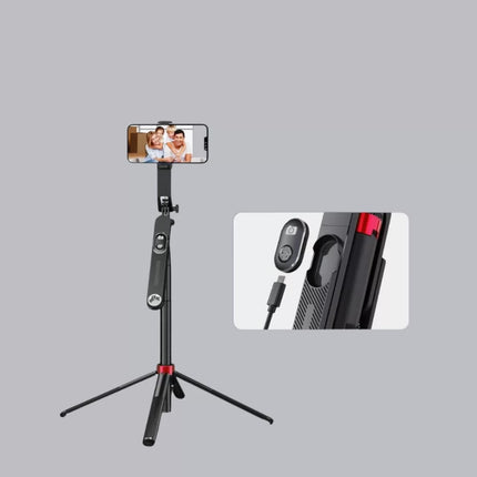 Kablosuz Çift Yaka Mikrofonu ve Tripodlu Selfie Çubuğu İçerik Üretici Seti