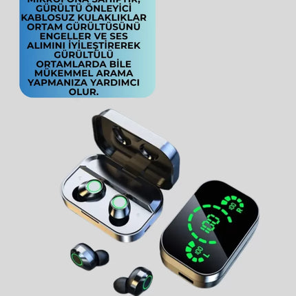 Gerçek Kablosuz Kulaklık – Bluetooth 5.0, Şarj Kutulu, Parmak İzi Kontrollü