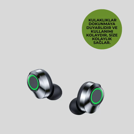 Kablosuz Kulak İçi Bluetooth Kulaklık – Dokunmatik Kontrol ve LED Şarj Ekranı