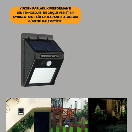 Montajlı Güneş Enerjili Duvar Tipi Aydınlatma – 8 Saat Çalışma Süresi