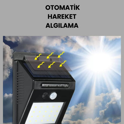 Montajlı Güneş Enerjili Duvar Tipi Aydınlatma – 8 Saat Çalışma Süresi