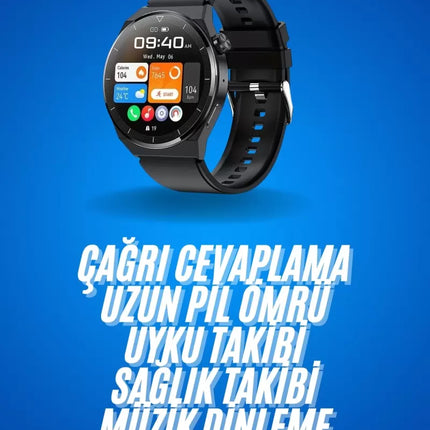 Amoled Ekran Metal Deri Silikon Kordonlu Uyku ve Sağlık Takibi
