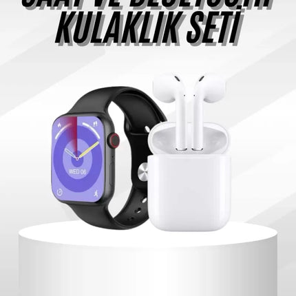 Yeni Nesil Akıllı Saat Ve Kulaklık Seti Gümüş Kasa Zarif Tasarım Çok Fonksiyonlu