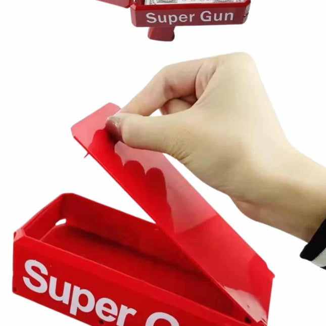 Kırmızı Parti Oyuncağı Para Saçma Fırlatma Tabancası Makinesi Super Money
