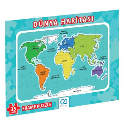 Dünya Haritası Frame Puzzle 35 Parça