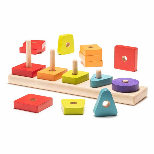 Woody Geometric Shapes 16 Pieces