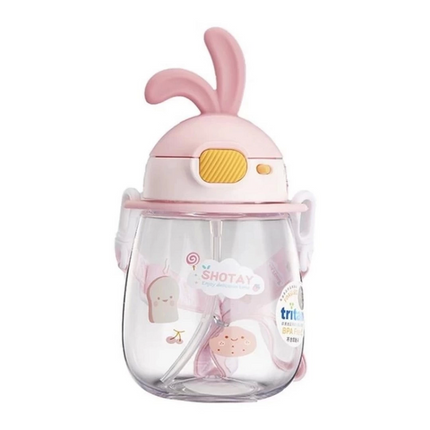 Shotay Tritan Straw Hanging Water Bottle with Ears 600 ml