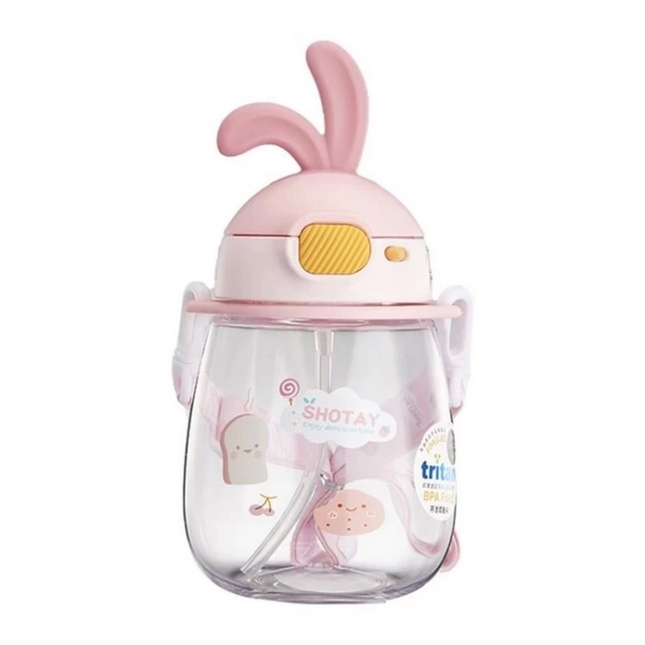 Shotay Tritan Straw Hanging Water Bottle with Ears 600 ml