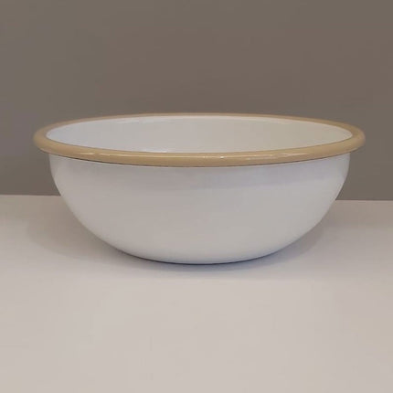 Enamel 16 cm Bowl with White and Beige Cord