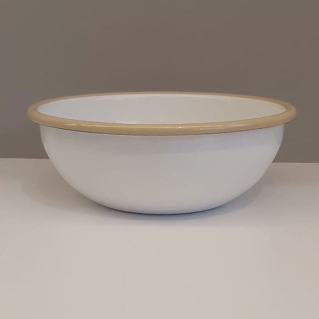 Enamel 16 cm Bowl with White and Beige Cord