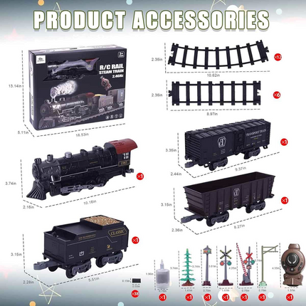 Classic Steam Remote Control 2.4 Ghz Battery Operated Train Set 30 Pieces 1613G