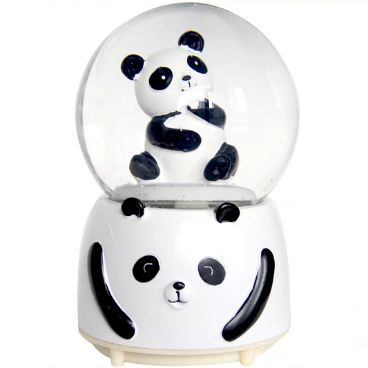 Black and White Bear Snow Globe with Lights and Music