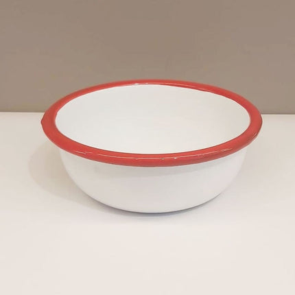 Enamel 12 cm Bowl with White and Red Cord