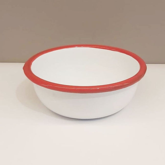Enamel 12 cm Bowl with White and Red Cord