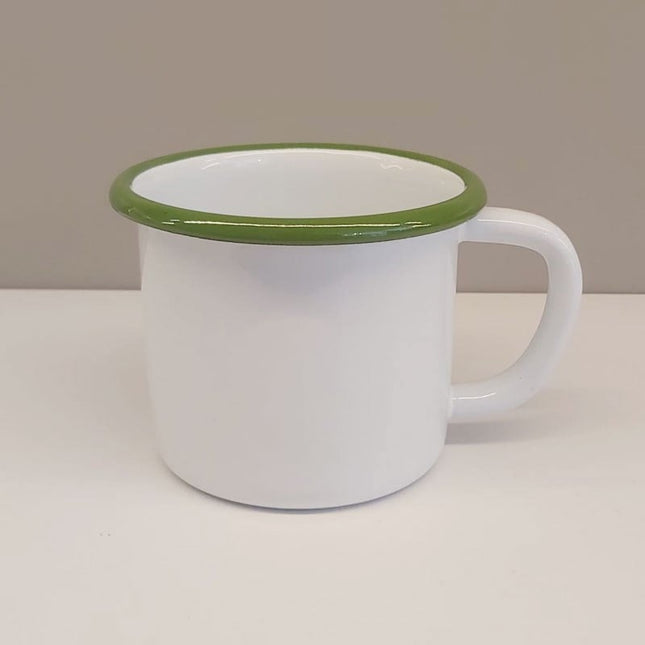 Enamel Mug White Rim Grass Green