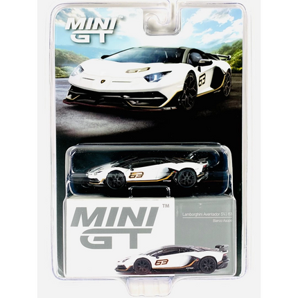 Mini GT 1/64 Lamborghini Aventador SVJ 63 Bianco Asopo