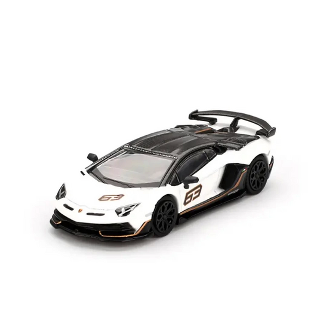 Mini GT 1/64 Lamborghini Aventador SVJ 63 Bianco Asopo