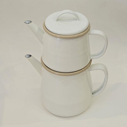 Enamel Teapot Cream