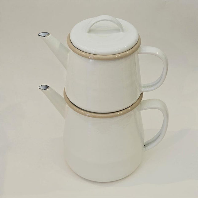 Enamel Teapot Cream