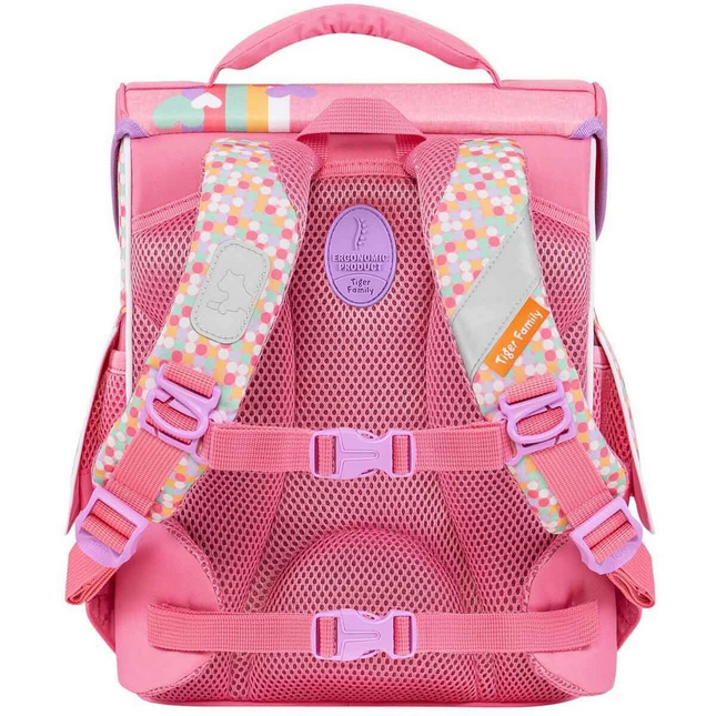 Pink School Bag with Heart Pattern