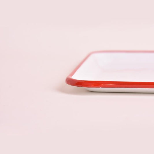 Enamel Shallow Serving Tray 26 cm Red