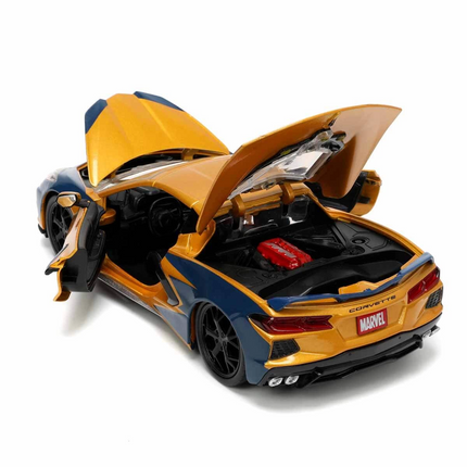 1:24 2020 Chevrolet Corvette Stingray Model Car and Wolverine Figure