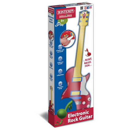 Elektronik Tuşlu ve Telli Askılı Kırmızı Gitar