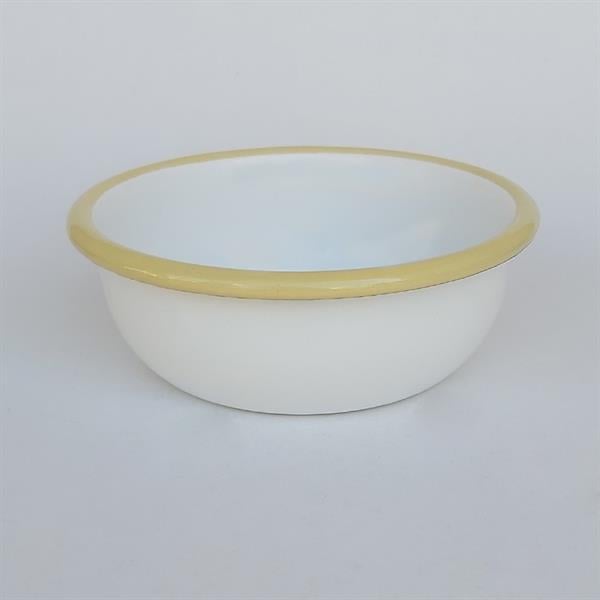 Emayra Emaye Kase 12 Cm | Beyaz Kordon Sarı