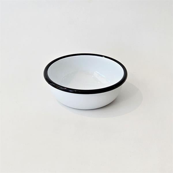 Emayra Emaye Kase 12 Cm | Beyaz Kordon Siyah