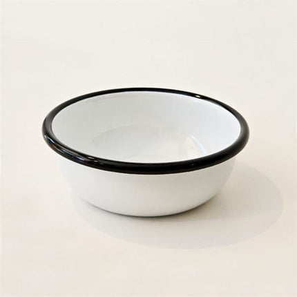 Emayra Emaye Kase 12 Cm | Beyaz Kordon Siyah