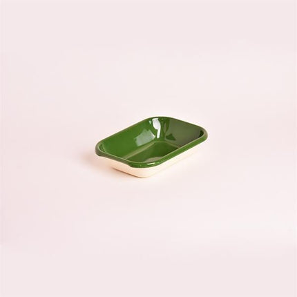 Emaye 16X11 Cm Meze Tabağı Krem-İç/Kordon Asker Yeşili