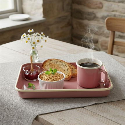 Emayra Emaye Dikdörtgen Fırın Tepsisi 25X35x5 Cm | Gül Kurusu