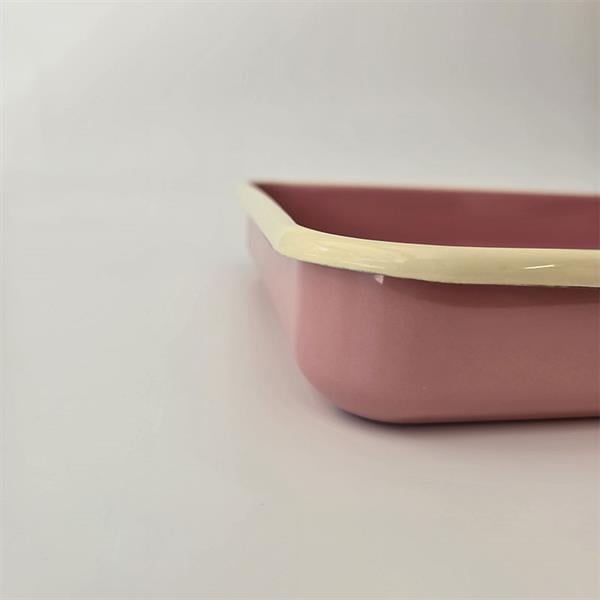 Emayra Emaye Dikdörtgen Fırın Tepsisi 25X35x5 Cm | Gül Kurusu