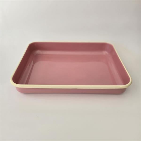 Emayra Emaye Dikdörtgen Fırın Tepsisi 25X35x5 Cm | Gül Kurusu