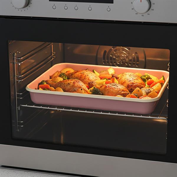 Emayra Emaye Dikdörtgen Fırın Tepsisi 25X35x5 Cm | Gül Kurusu